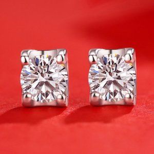 Certified 2ct. t.w. Moissanite Diamond 4 Prone Solitaire Stud Earrings NEW